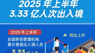 今年上半年3.33亿人次出入境