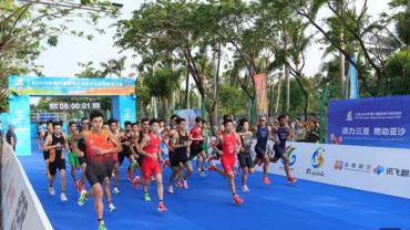 Highlights of men's individual of aquathlon event at 6th Asian Beach Games in Sanya