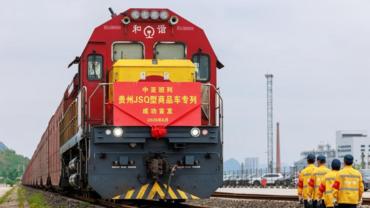 First JSQ freight train from Guizhou to Central Asia launched in China's Guiyang