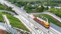 Chengdu-Chongqing Central Line High-Speed Railway under construction in China's Sichuan