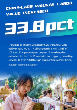 ChinaInNumbers | China-Laos Railway cargo value surges 33.8 pct in H1